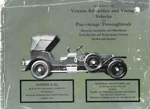 Sotheby Veteran, Edwardian & Vintage Vehicles
